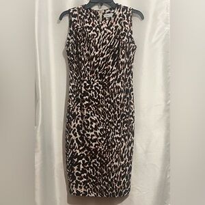 Calvin Klein Leopard Print Dress - Black and Brown